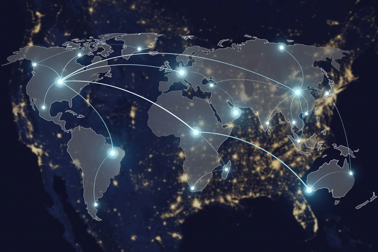Global map with connected regions