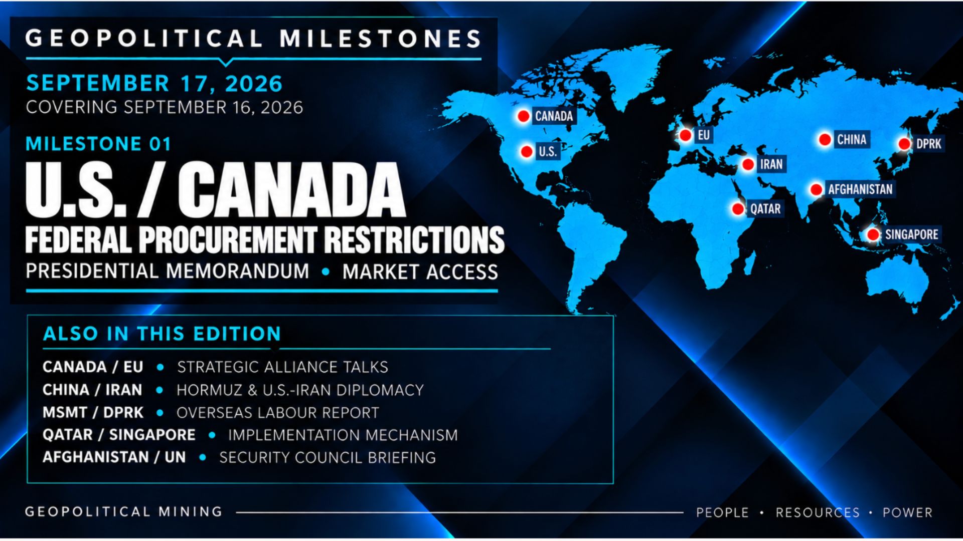 U.S.-Canada Procurement Restrictions, Canada-EU Strategic Alliance Talks and China-Iran Hormuz Diplomacy