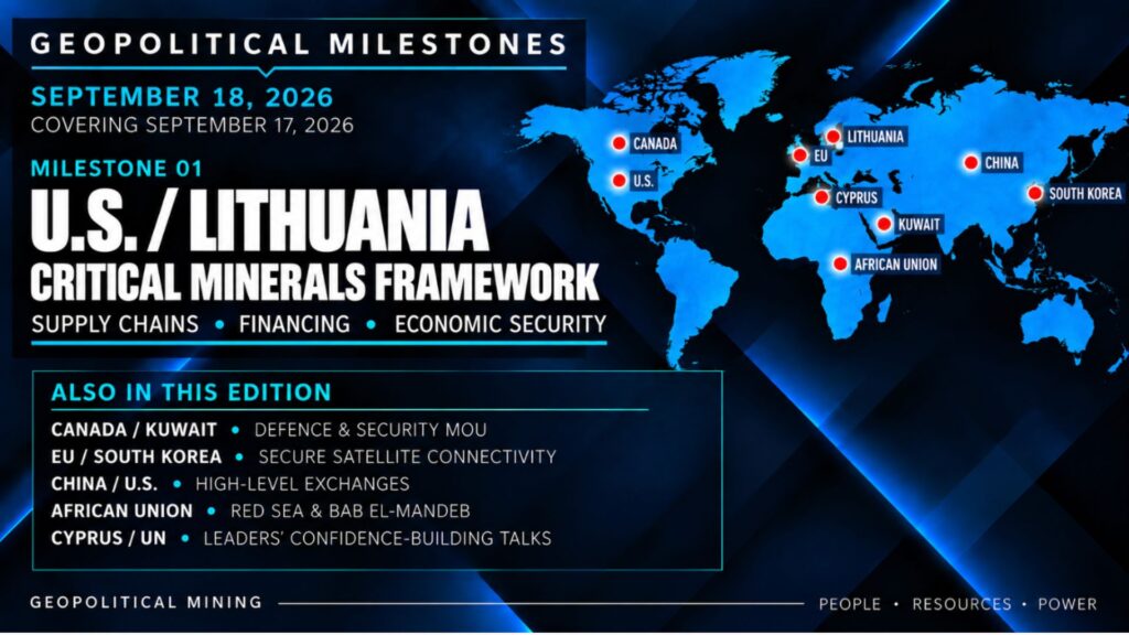 U.S.-Lithuania Critical Minerals Framework, Canada-Kuwait Defence MoU and EU-Korea Secure Connectivity