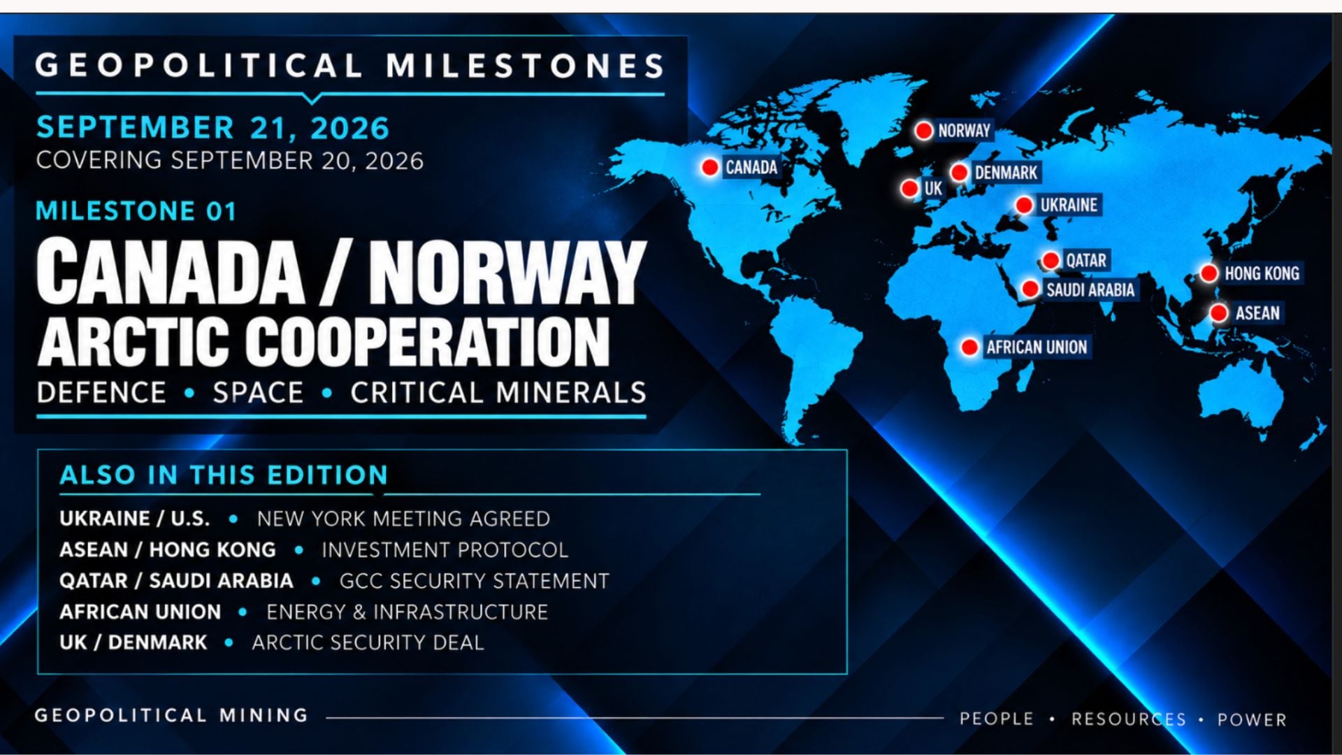 Canada-Norway Arctic Cooperation, Ukraine-U.S. New York Meeting and ASEAN-Hong Kong Investment Protocol