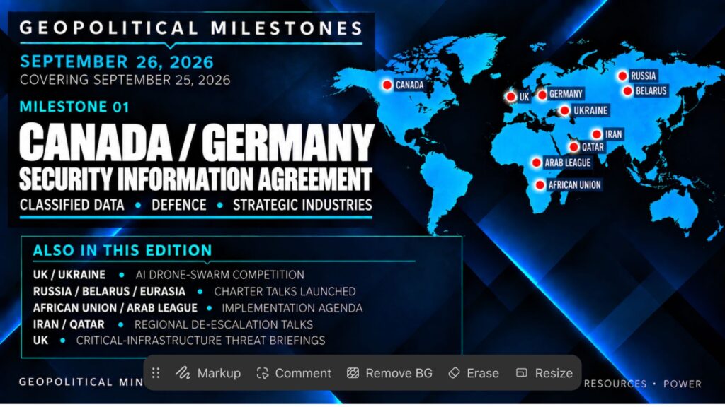 Canada-Germany Security Agreement, UK-Ukraine AI Drones and Eurasian Charter Talks