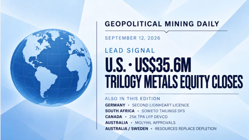 U.S. Department of War Closes US$35.6 Million Trilogy Metals Investment