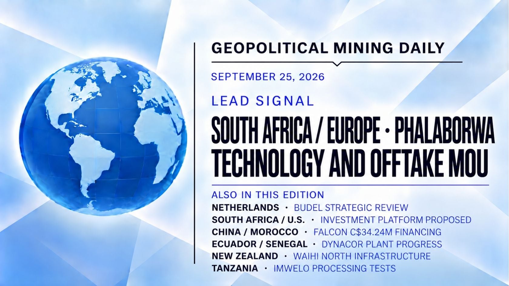 South Africa/Europe: Phalaborwa Technology and Offtake MOU