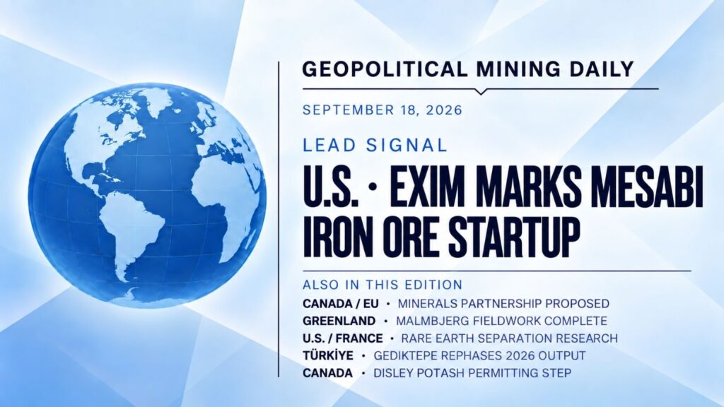 EXIM Marks U.S. Mesabi Metallics Iron Ore Startup