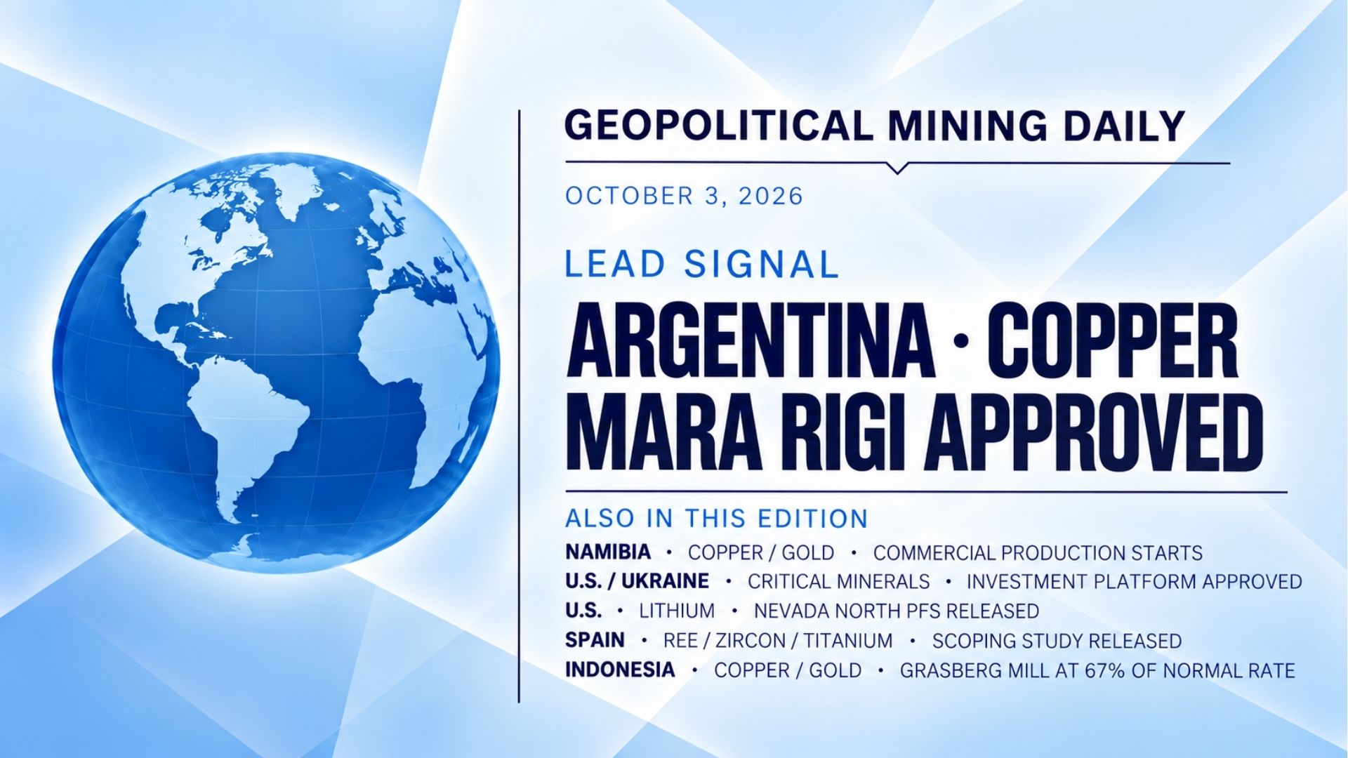 Argentina · Copper · MARA Receives RIGI Approval